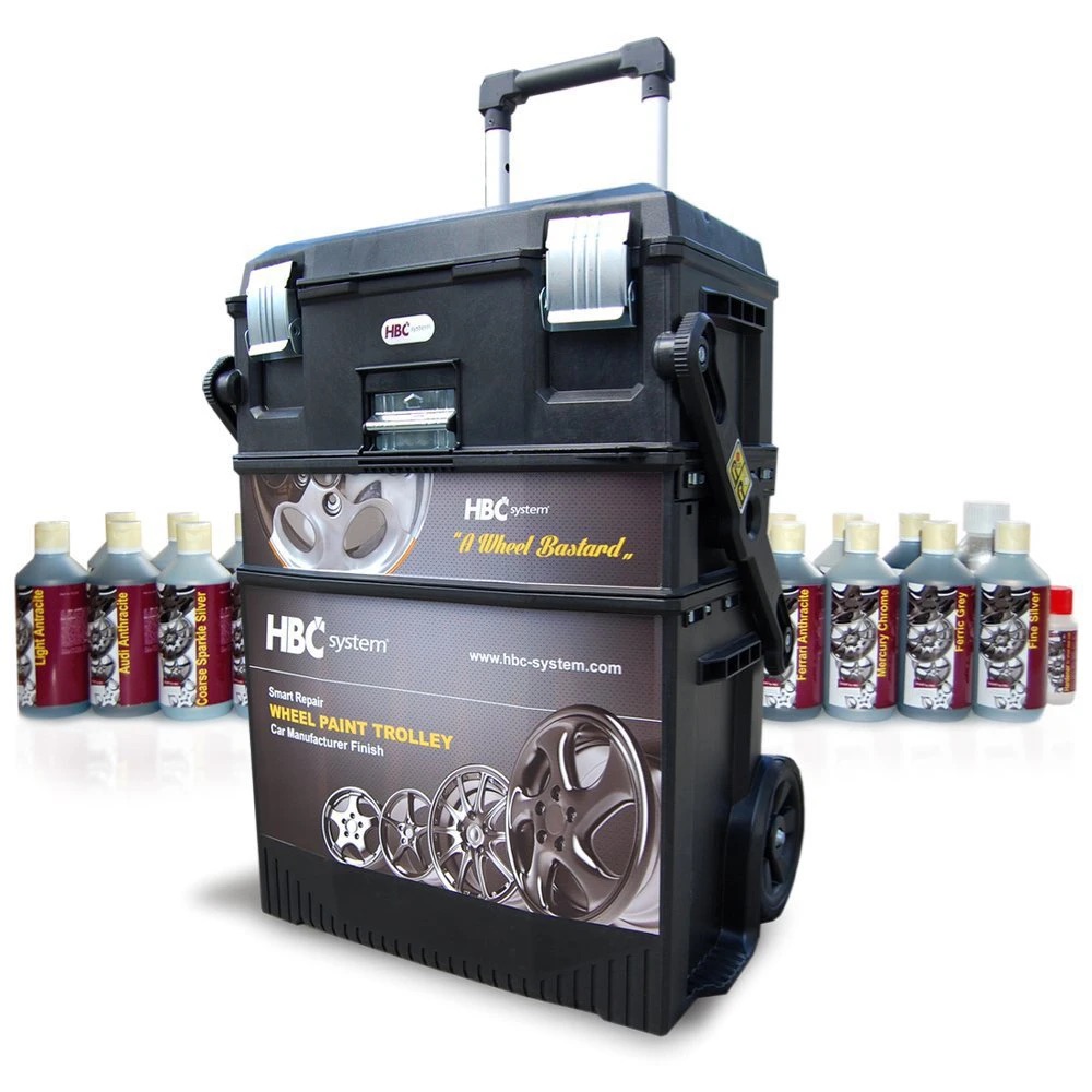 998 HBC Alufelgen Komplettlackiersystem - Reparatursystem für polierte und lackierte Felgen inkl. Trolley – Bild 1