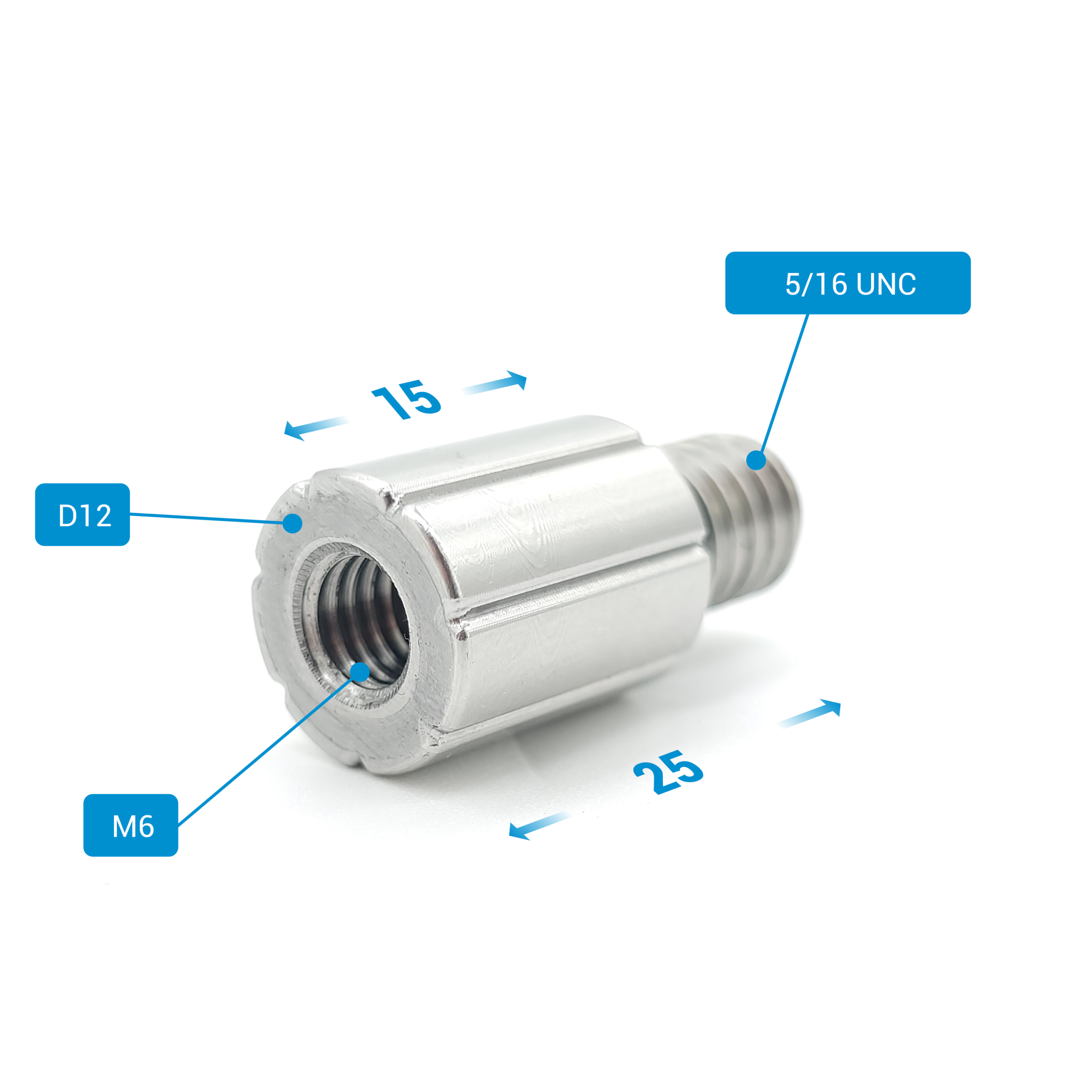 10984_Adapter_Maße Adapter M6 - 5/16 UNC – Bild 1